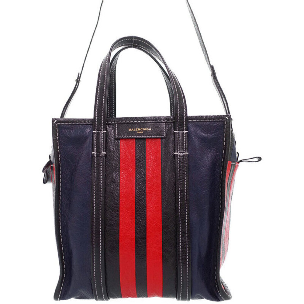 BALENCIAGA Striped Bazaar Shopper Bag